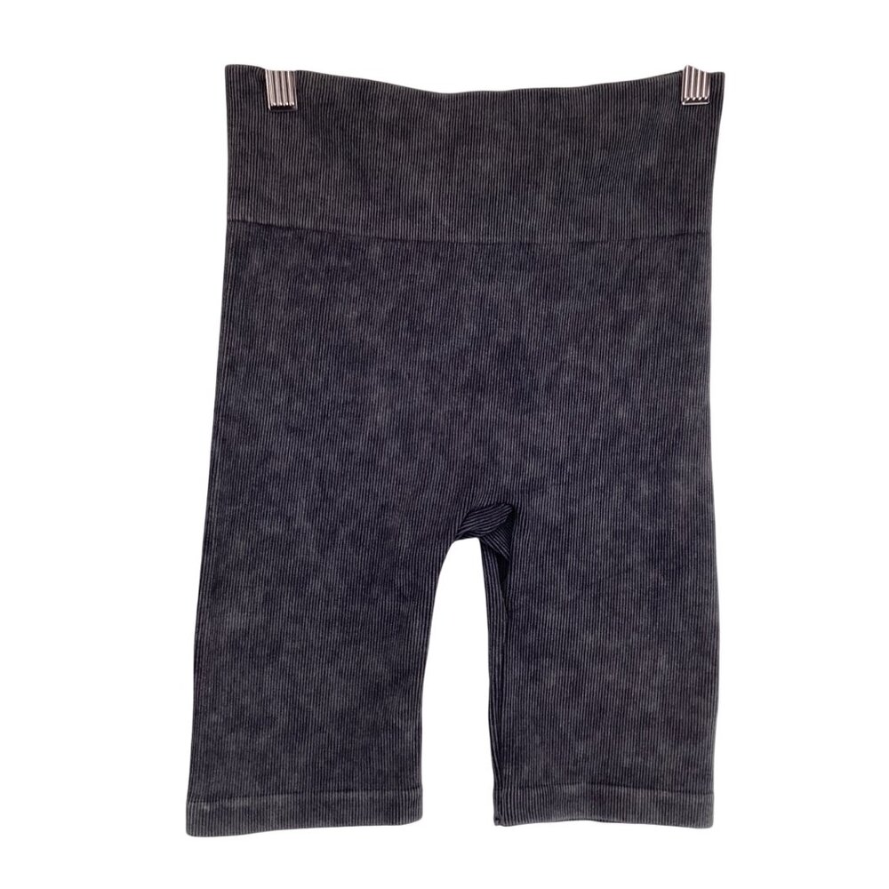 Double Zero Womens High-Waisted Ribbed Biker Shorts Size Small Gray‎